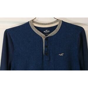 Hollister Henley Button Long Sleeve T Shirt Soft Blue Men's Size Small Womens L